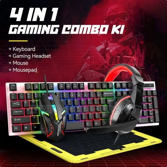 RGB 3in1 Gaming Keyboard Mouse, Headsets, Mouse Pad Set 1600dpi