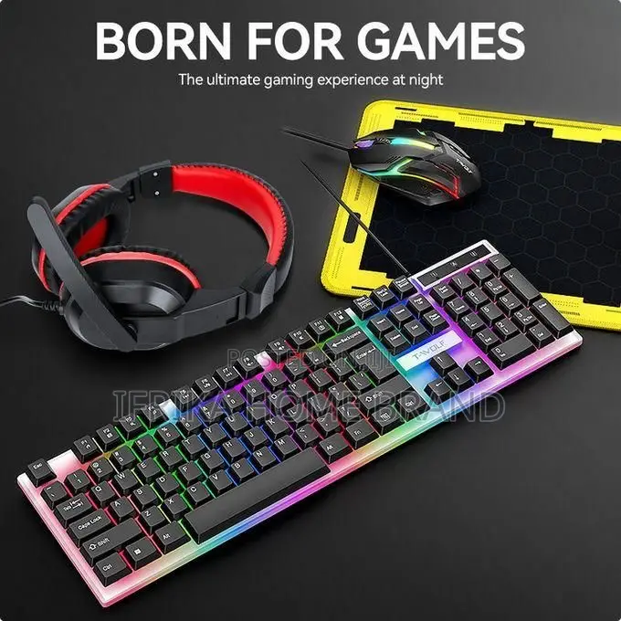 RGB 3in1 Gaming Keyboard Mouse, Headsets, Mouse Pad Set 1600dpi