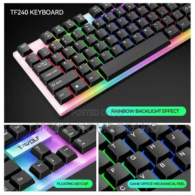 RGB 3in1 Gaming Keyboard Mouse, Headsets, Mouse Pad Set 1600dpi
