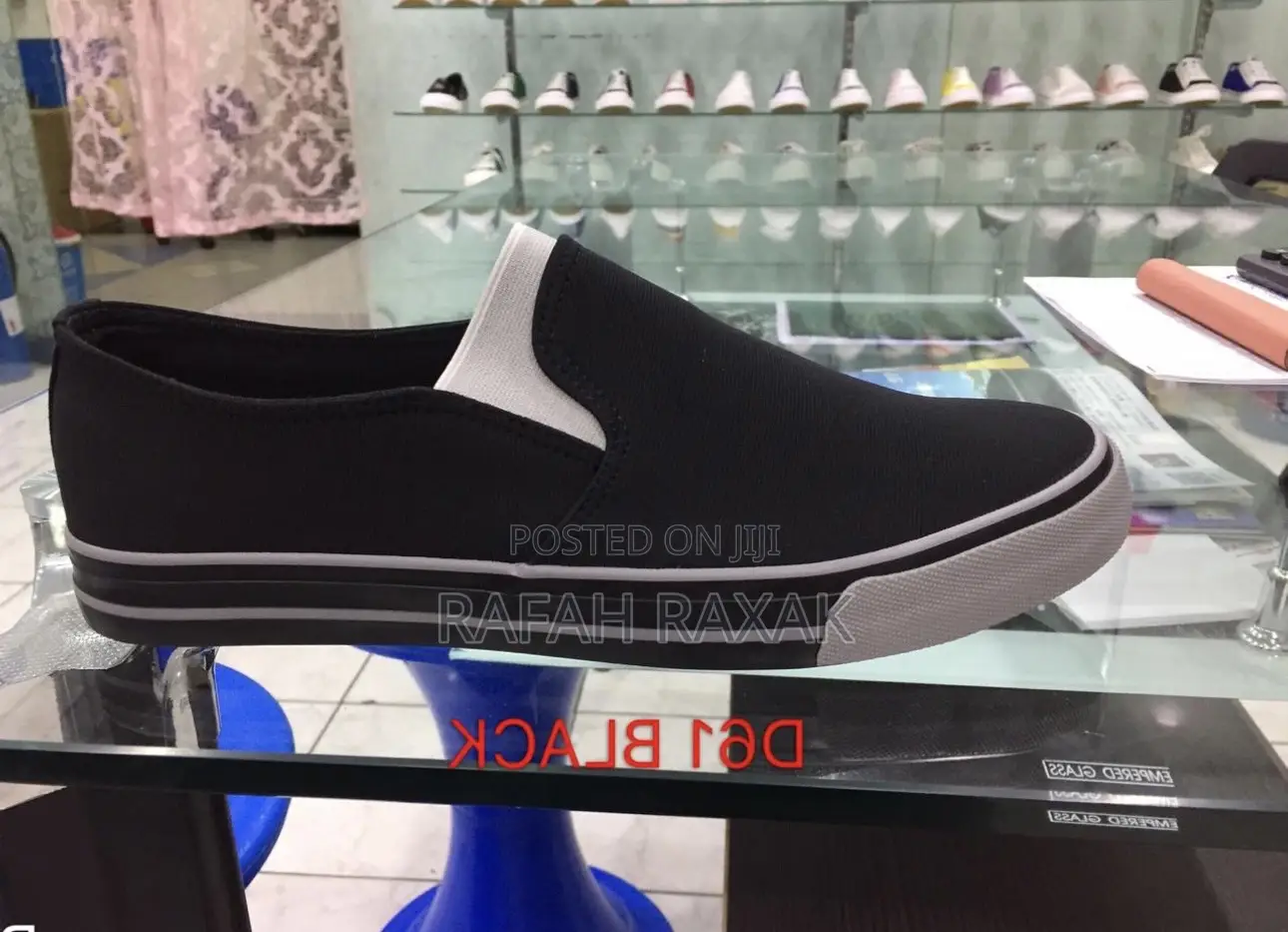 Men’S Black Leopard Canvas Slip-on Casual Easy Shoes
