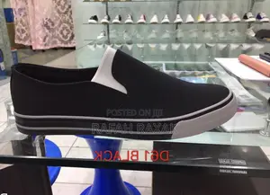 Men’S Black Leopard Canvas Slip-on Casual Easy Shoes