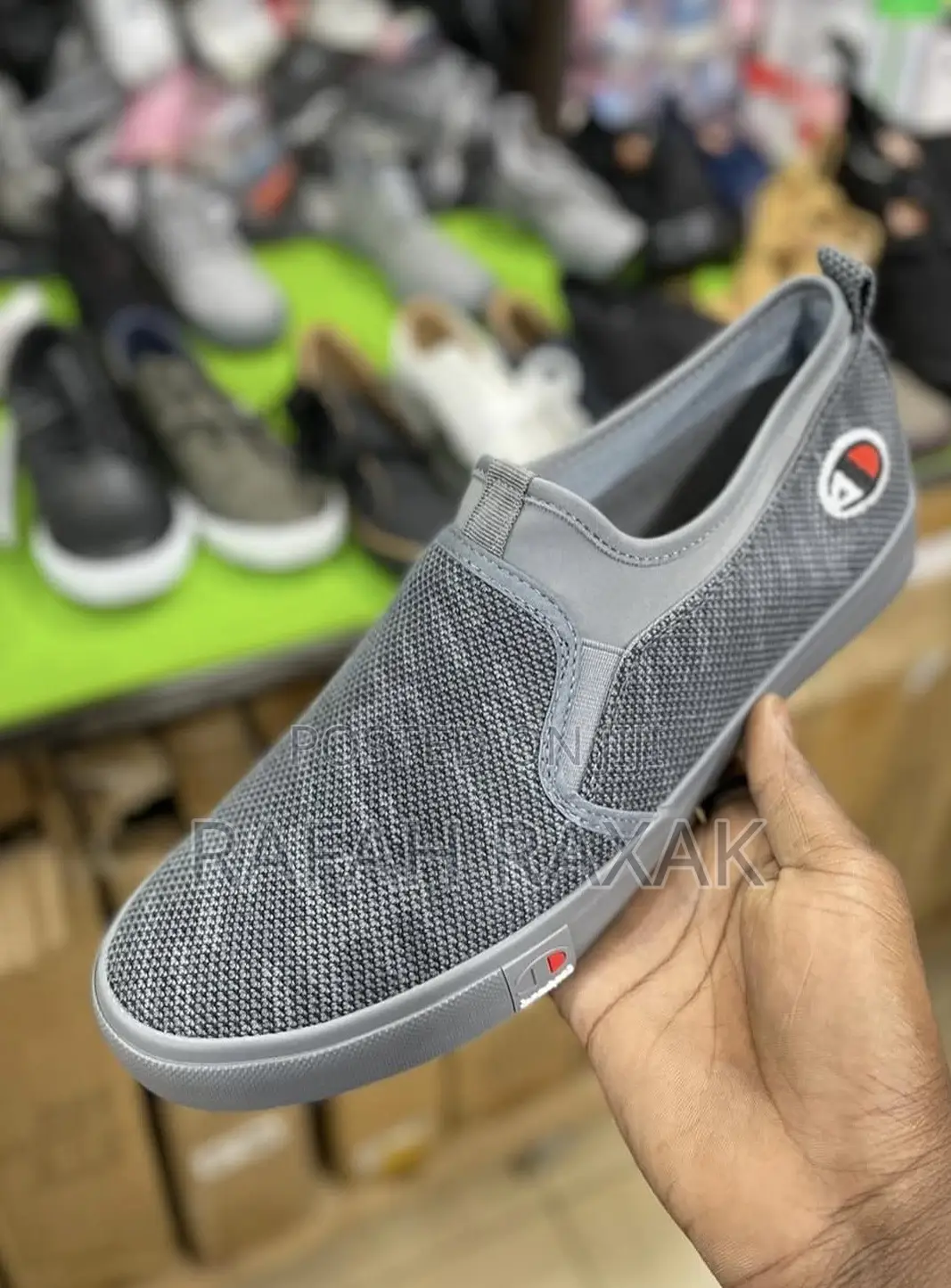 Men’S Grey Leopard Champion Slip-on Canvas Easy Shoes