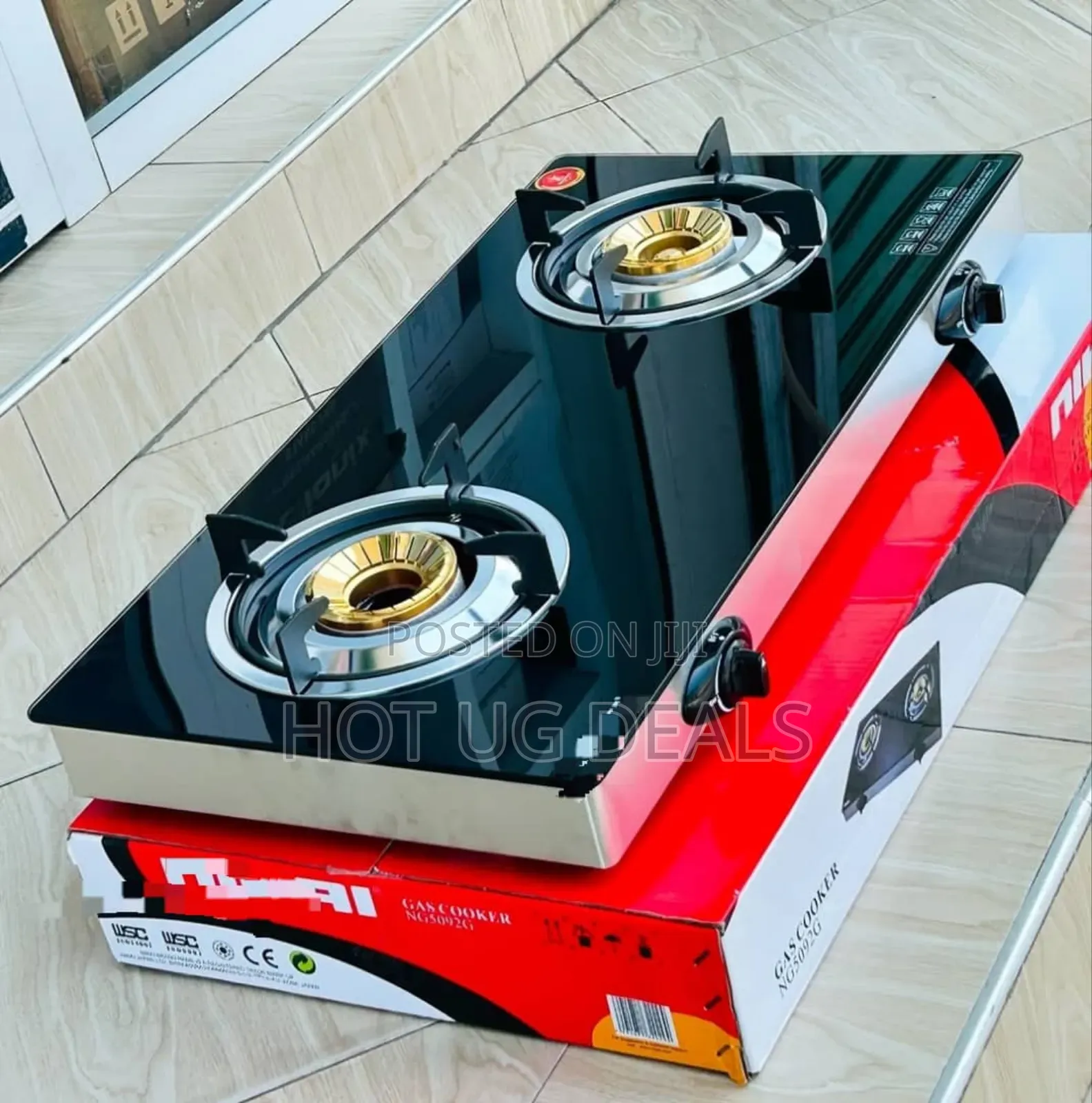 Double Gas Burner With Glass Top - Multicolor