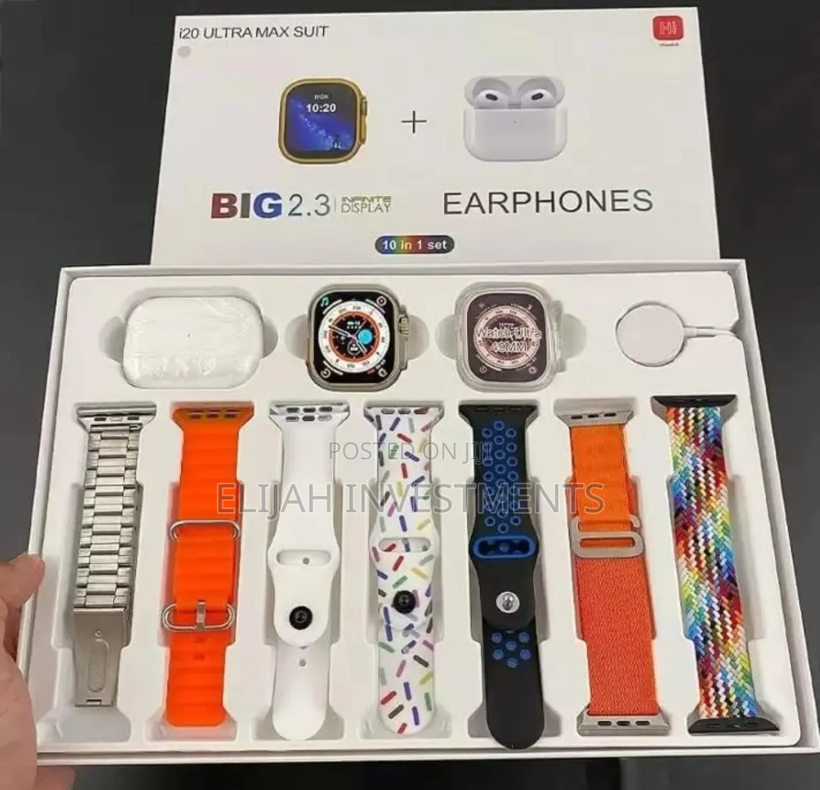 I20 Ultra Max Suit 10-in-1 Smartwatch and Earphone Set.