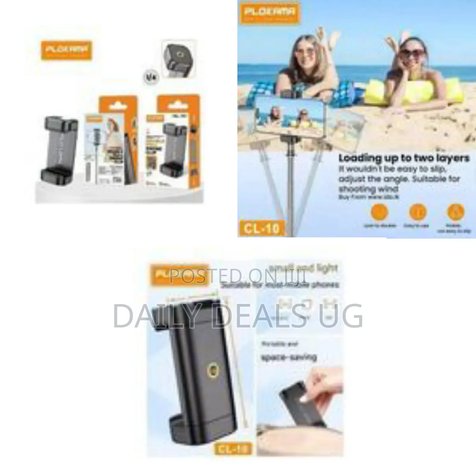Plokama Cl-10 Universal Smartphone Mobile Phone Holder Clip and Light