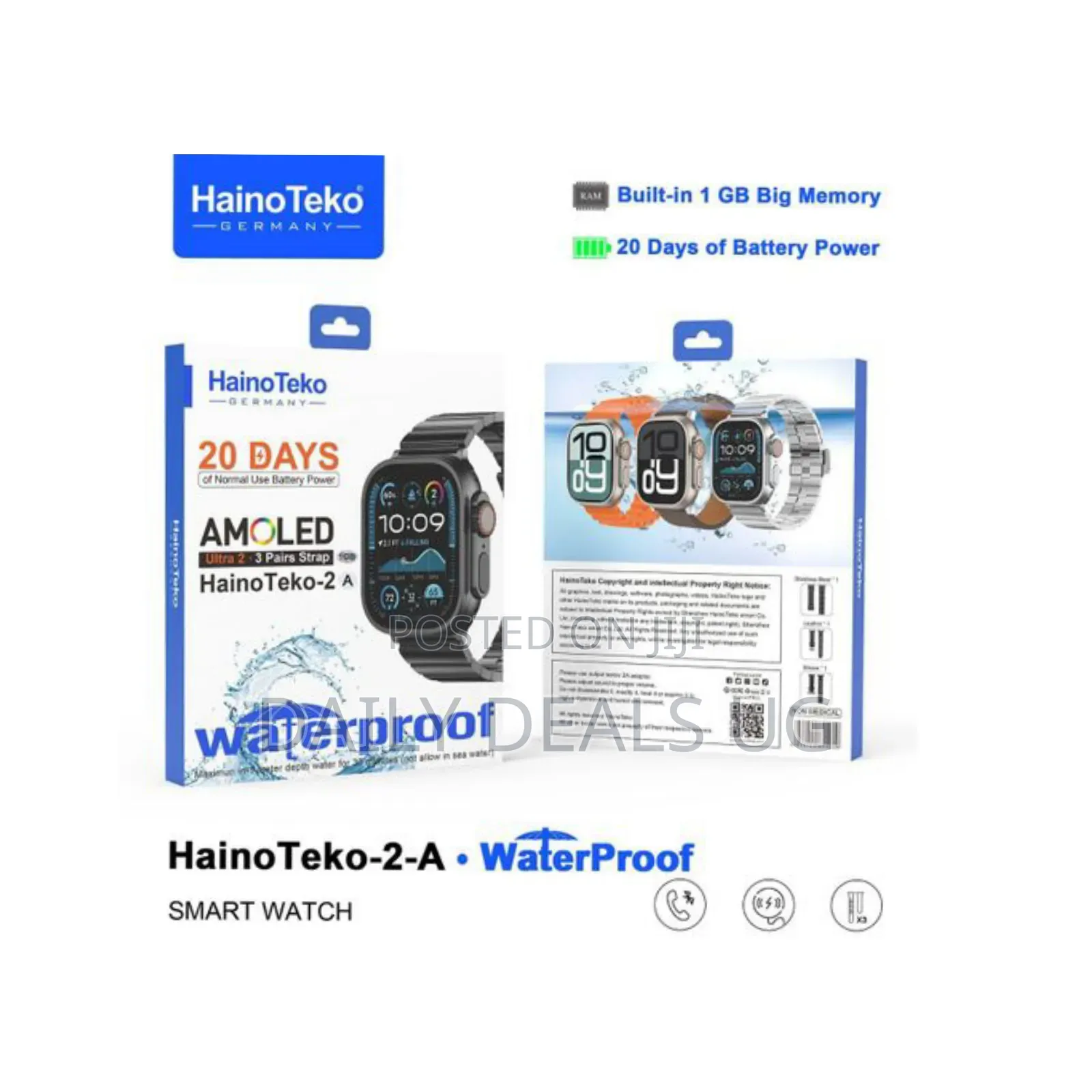 Hainoteko-2-a Waterproof Smart Watch - Amoled Display 20-Day