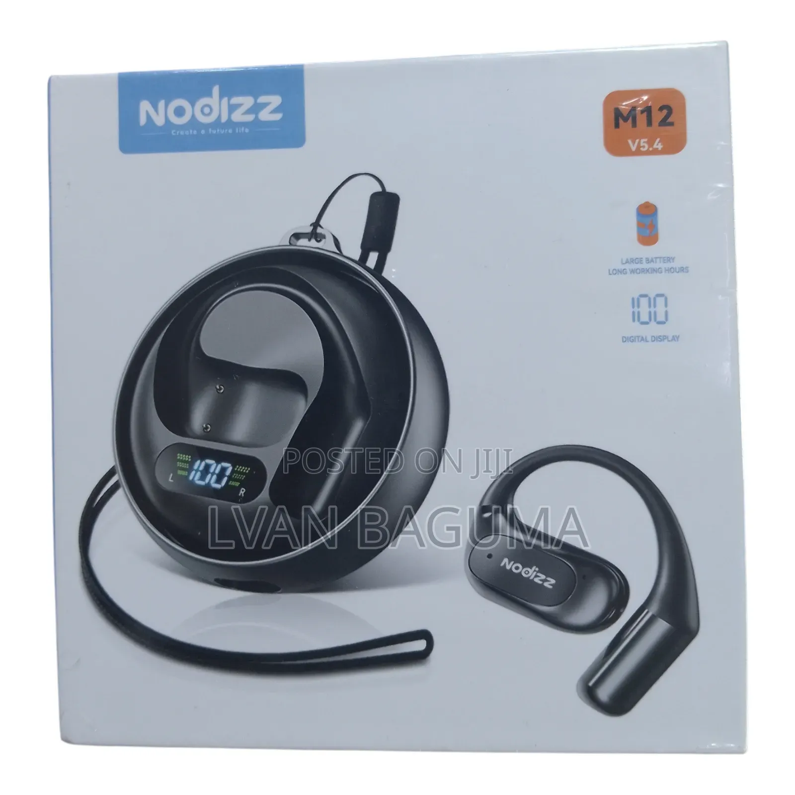 Nodizz M12 Wireless Earbuds With Hooks - Long Working Hours