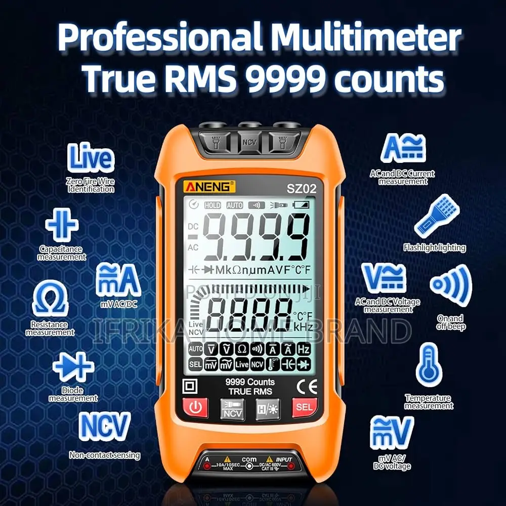 Digital Multimeter Smart Testers TRMS 9999 Counts Anti-Burning Ohm