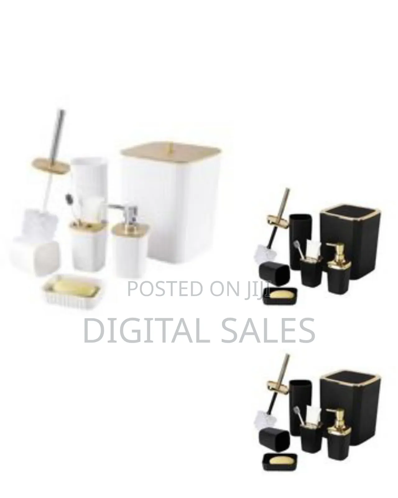 Elegant 6-Piece White Gold Bathroom Accessory