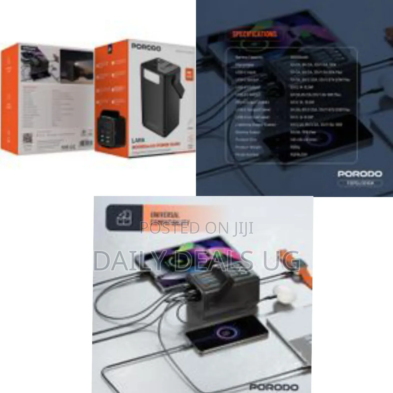 Porodo Lara Ultra-Capacity Power Bank With Integrated Cables