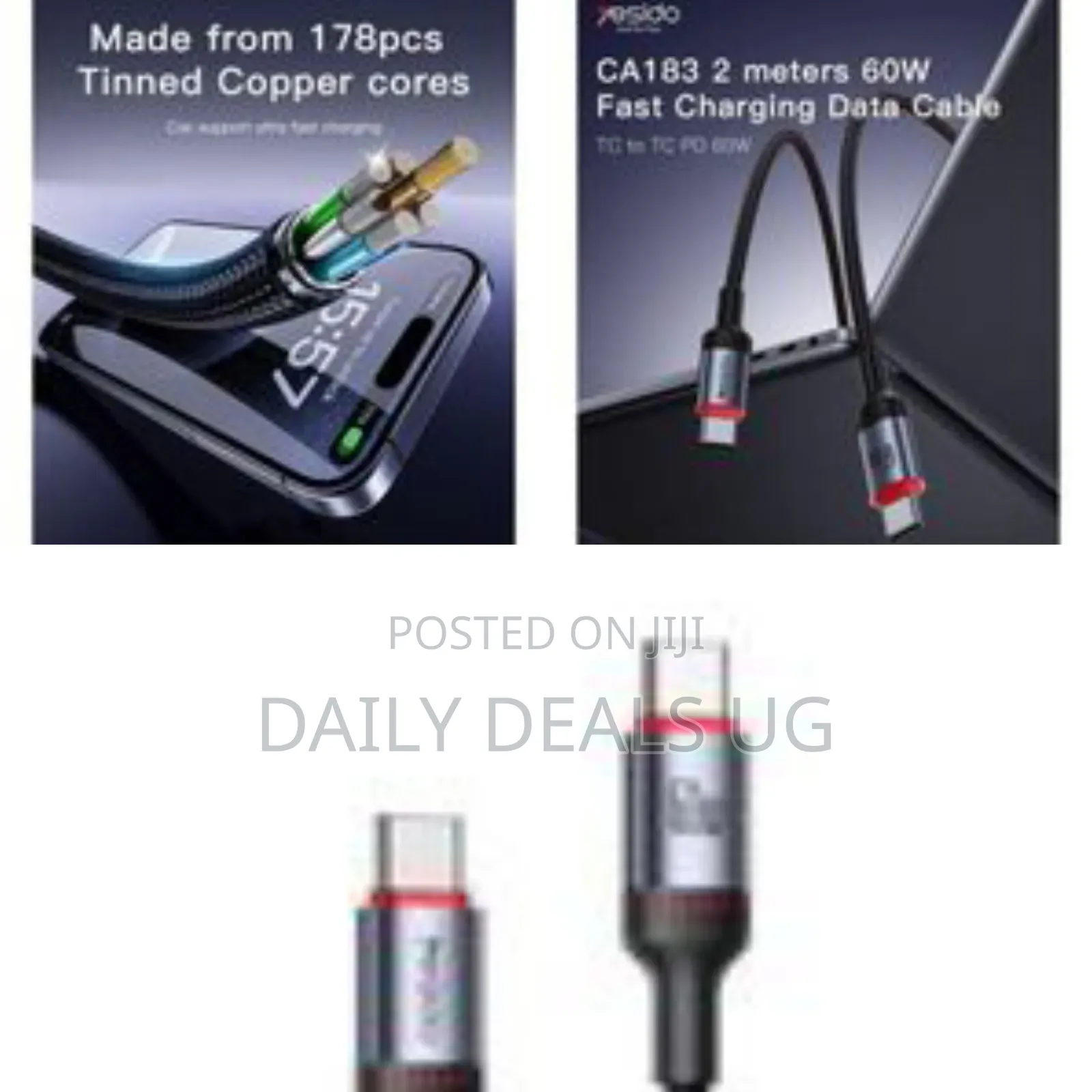 Yesido Dual Type-C Usb-C to Usb-C 3.5a 60w Fast Charging Cable