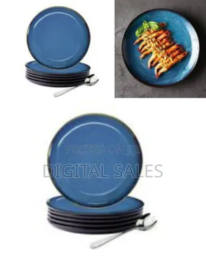 6-Piece Ceramic Dinner/Salad Plate Set With Serving Utensil