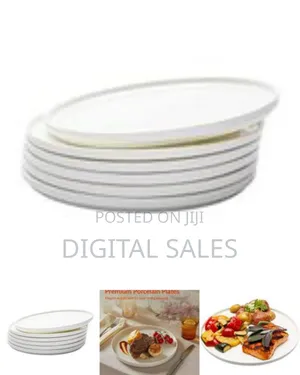 6-Piece Set of Classic White Porcelain Dinner Plate