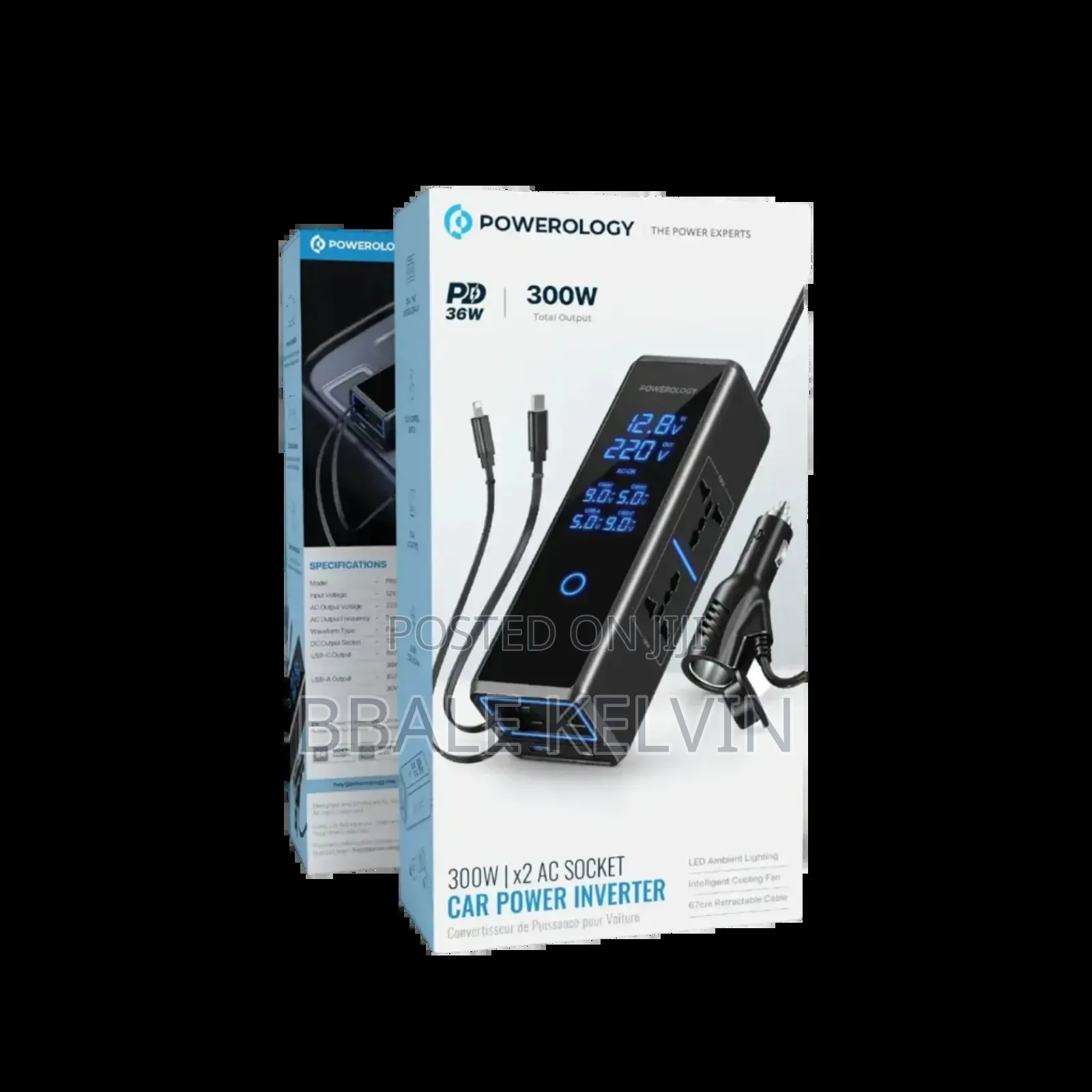 Powerology 300w Car Power Inverter With Retractable Cables