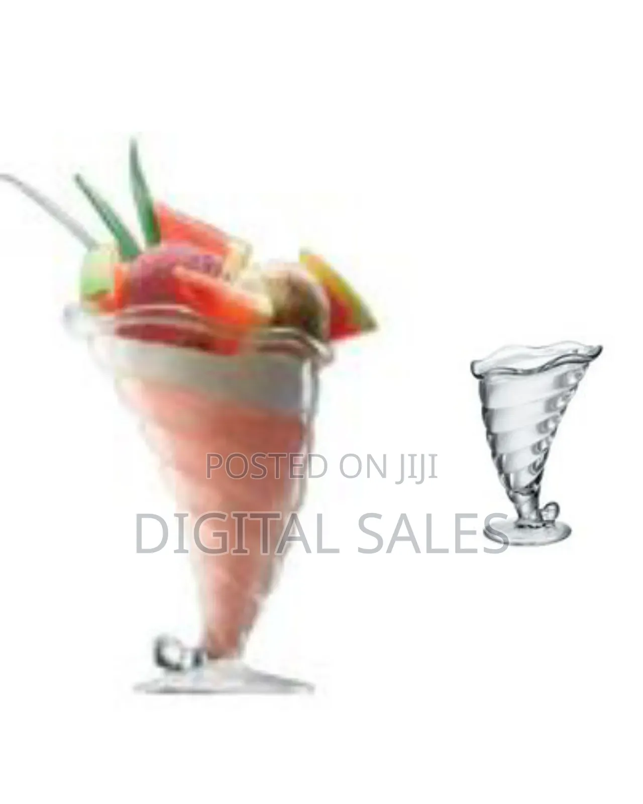 Elegant Swirl Glass Ice Cream Sundae / Dessert Dishes - Set of Six