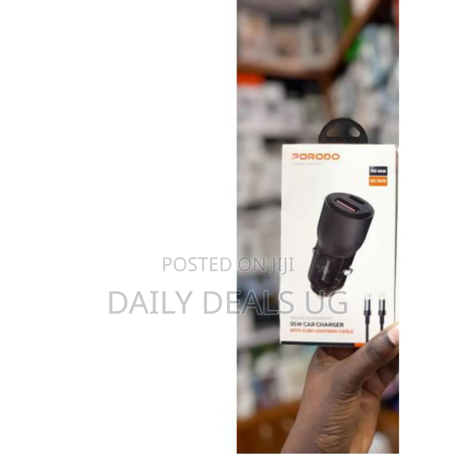 Porodo 95w Car Charger With 0.9m Lightning Cable - Multicolor