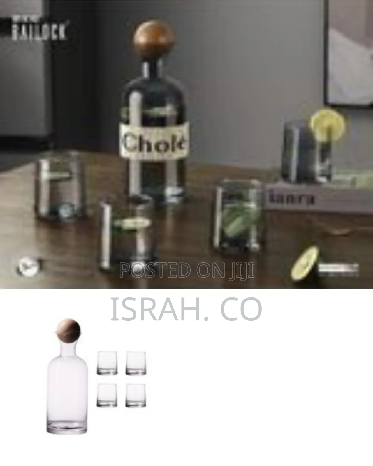 Modern 1.2l Glass Decanter and Tumbler Set (5-Piece)