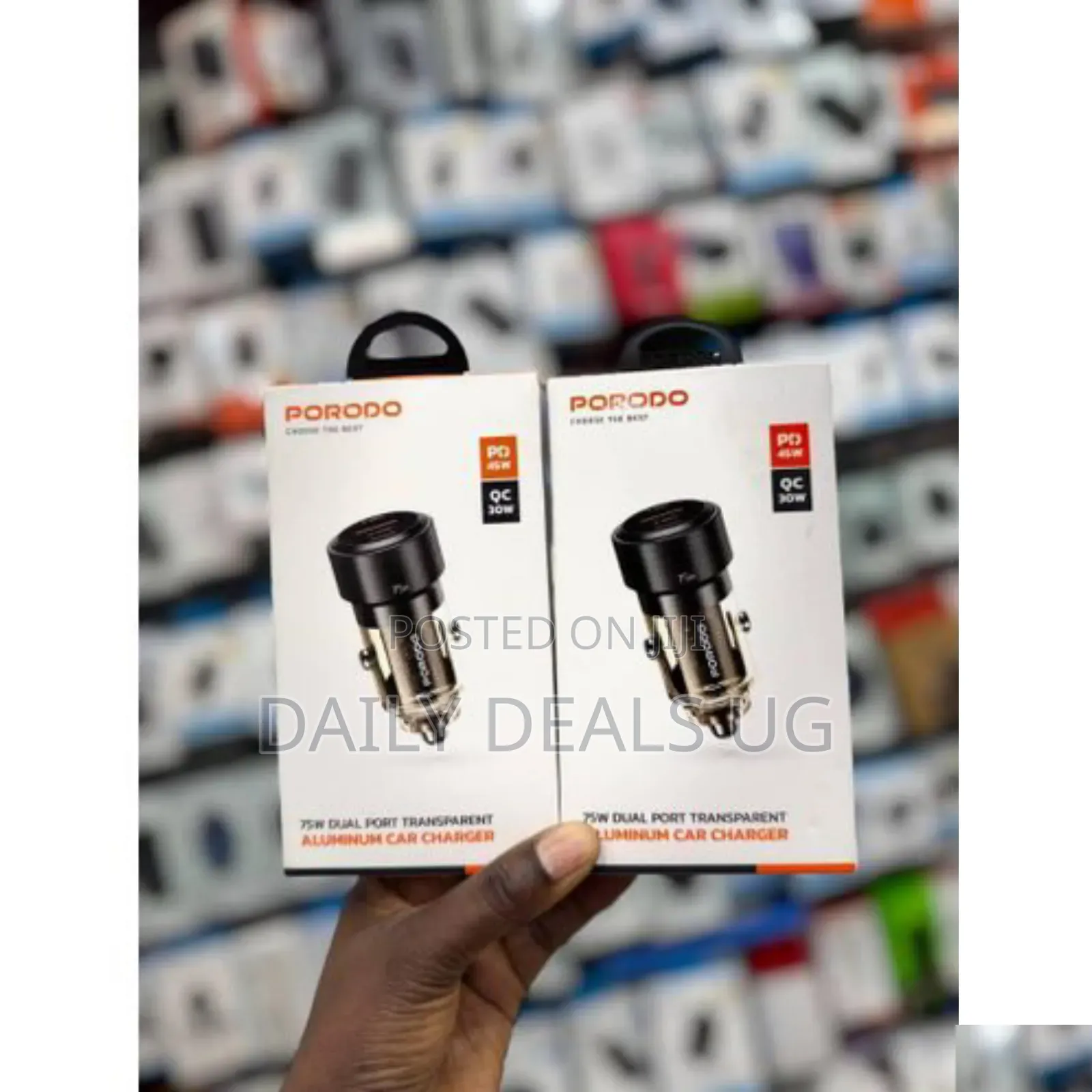 Porodo 75w Dual Port Transparent Aluminum Car Charger - Multicolor