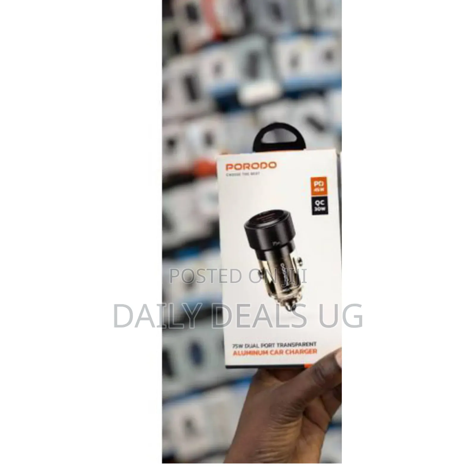 Porodo 75w Dual Port Transparent Aluminum Car Charger - Multicolor