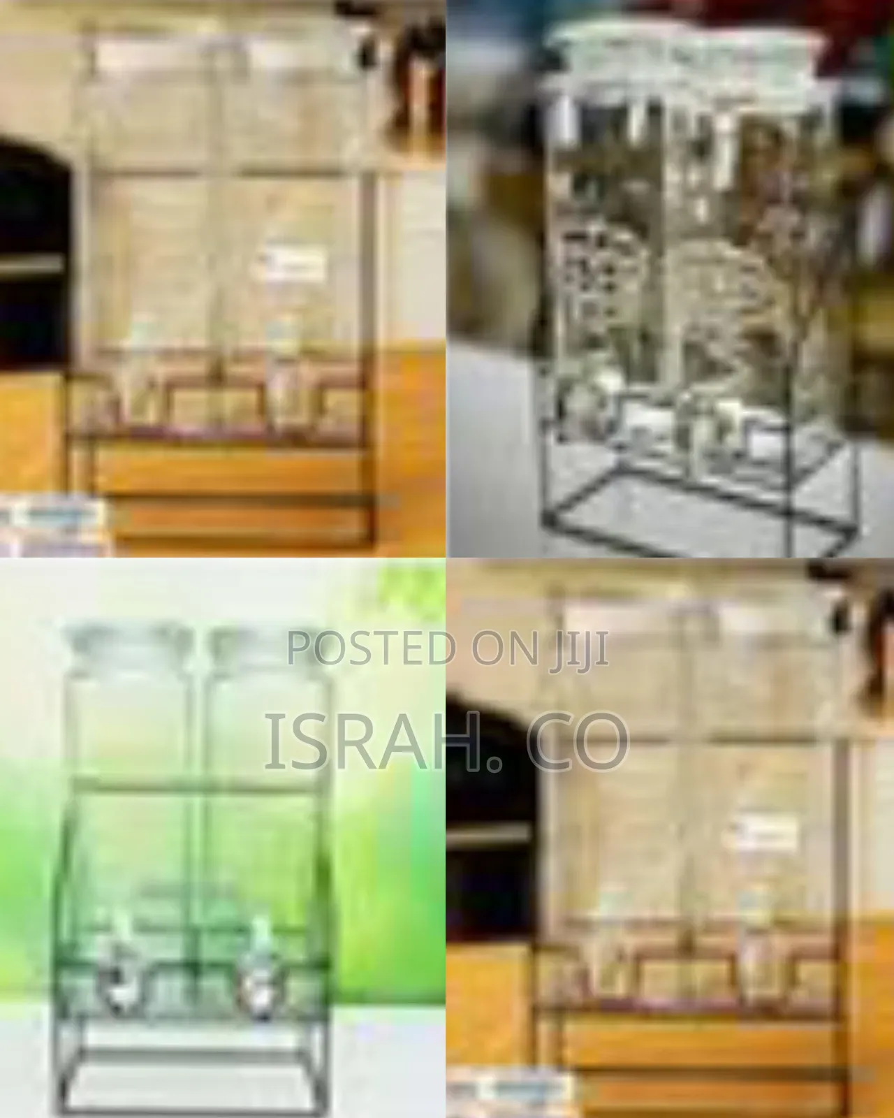 Double Glass Beverage Dispenser Set With Metal Stand