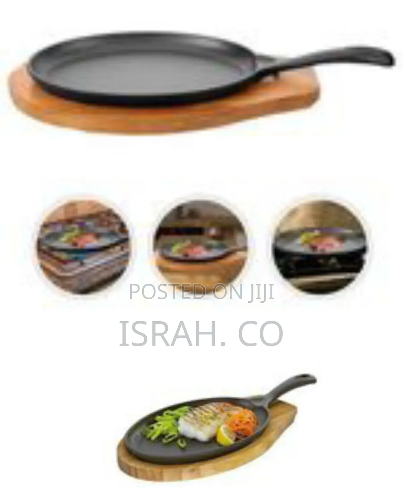 Cast Iron Sizzling Serving Platter With Wooden Underliner