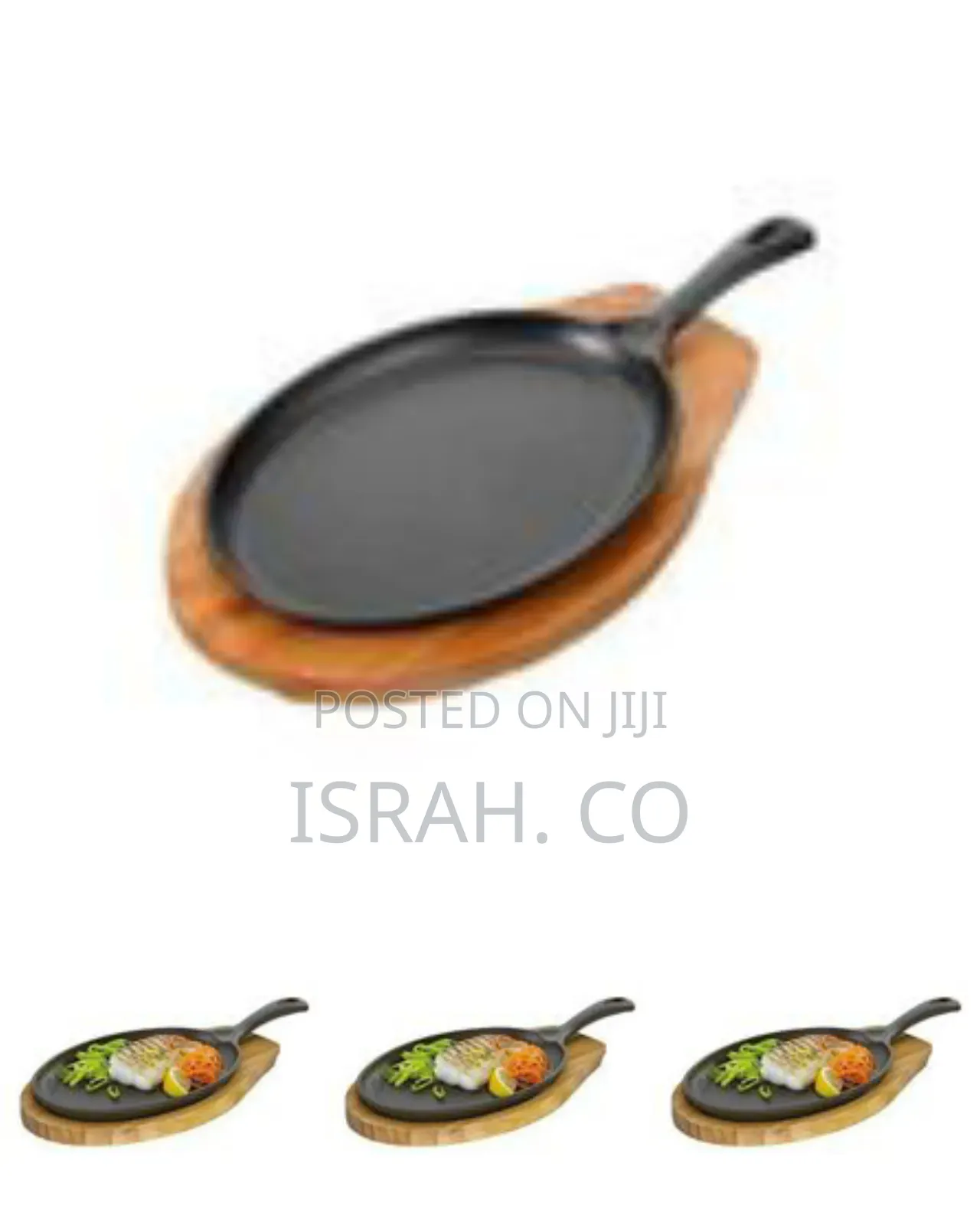 Cast Iron Sizzling Serving Platter With Wooden Underliner