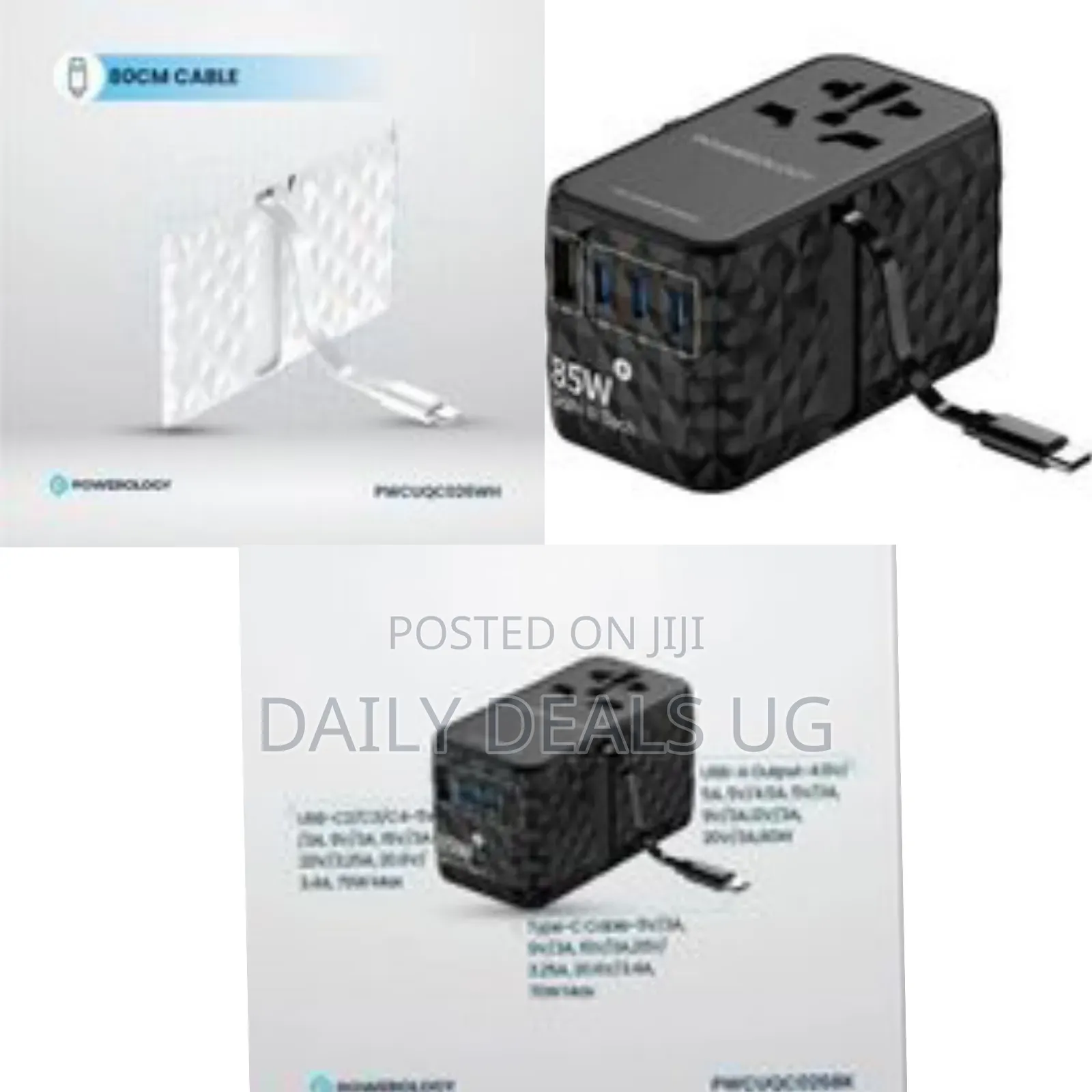 Powerology Universal Gan 85w Super Charger With Retractable