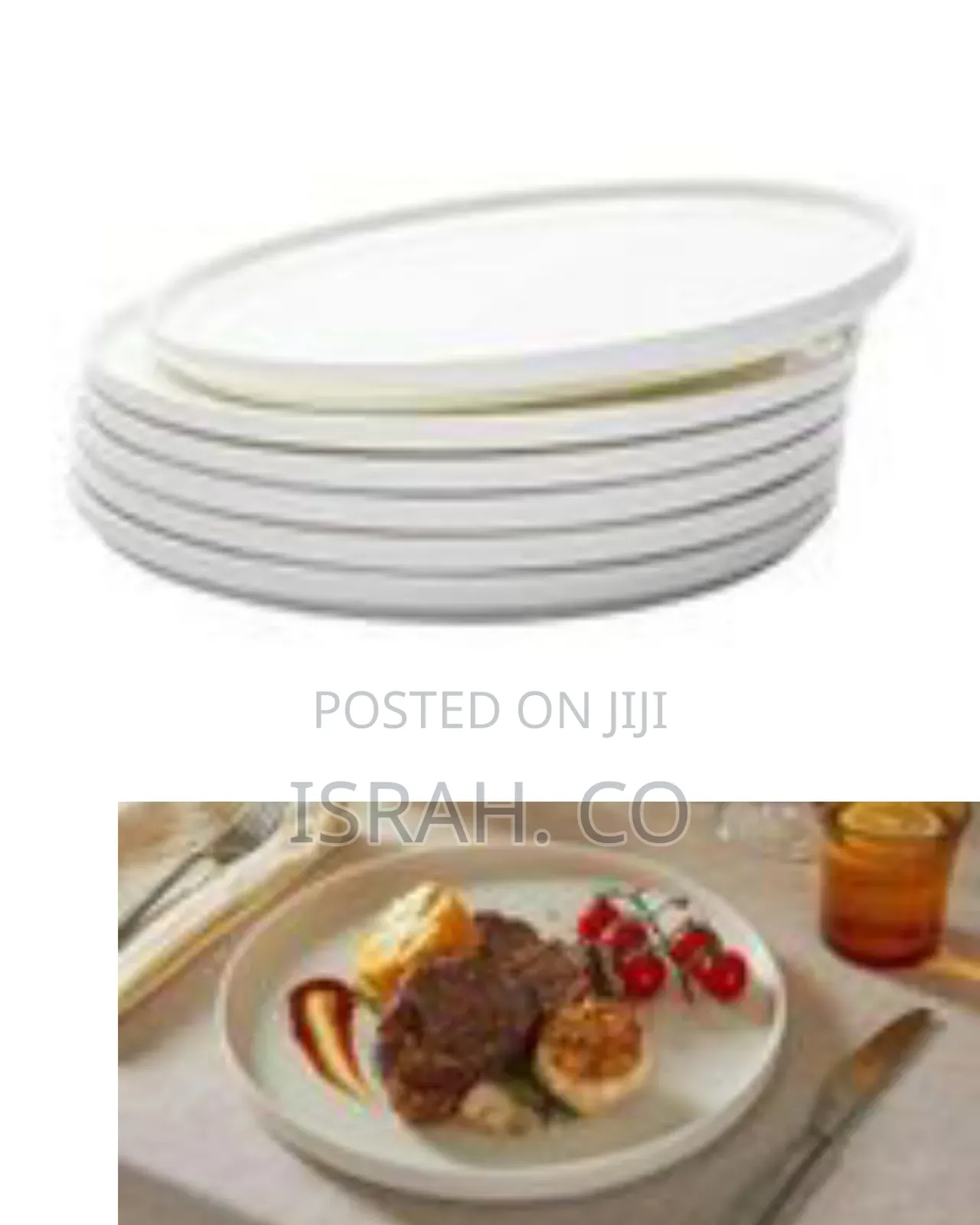 Set of 6 Modern Ceramic Dinner Plates/Serving Platters