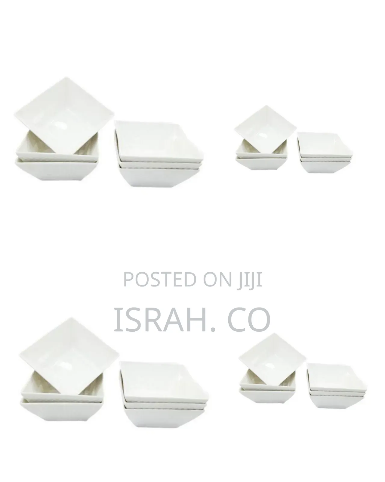6 Piece Set of Ceramic Square Shaped Dinner Bowls