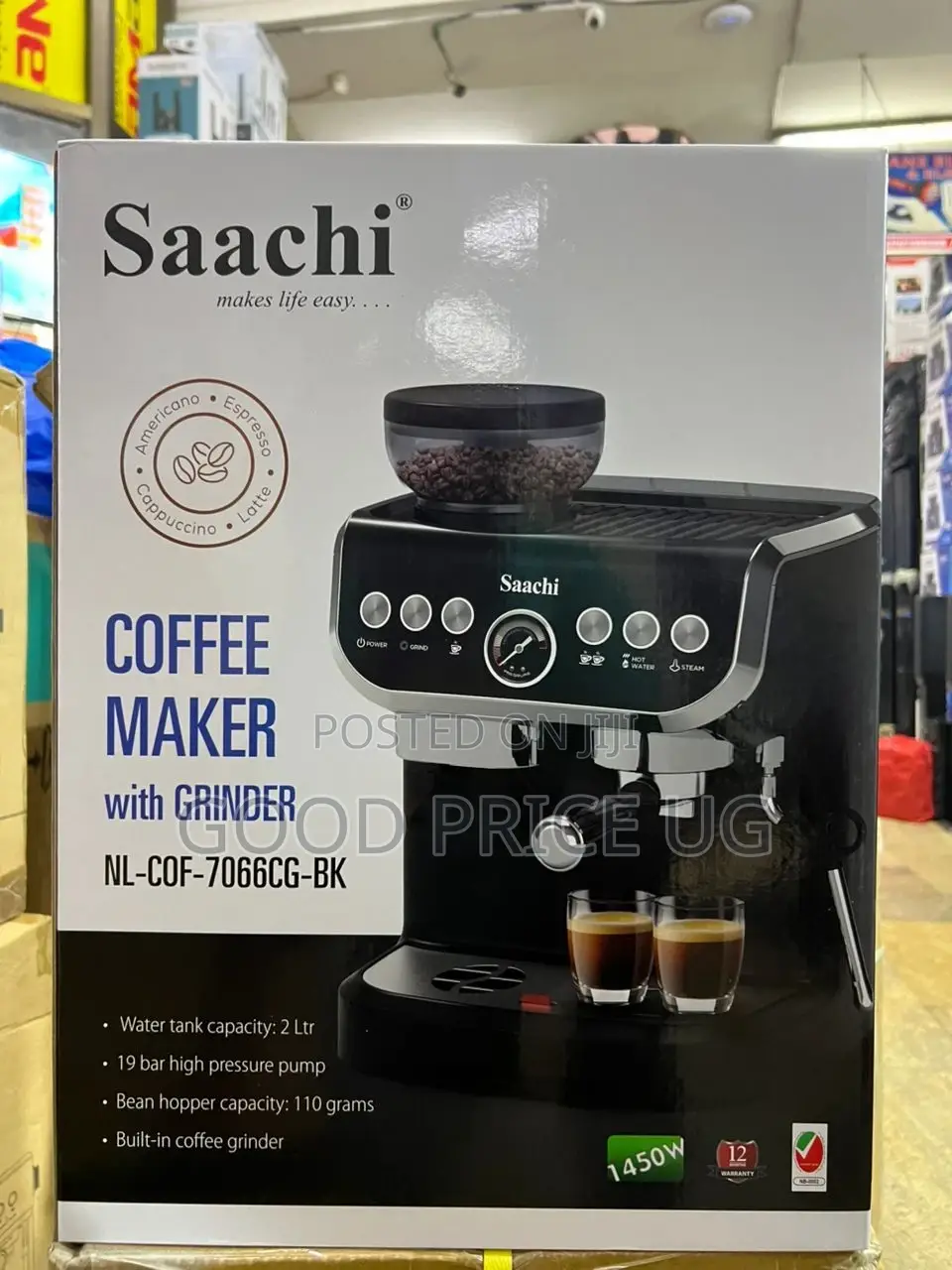 Saachi Coffee Maker With Grinder, Model Nl-Cof-7066cg-Bk