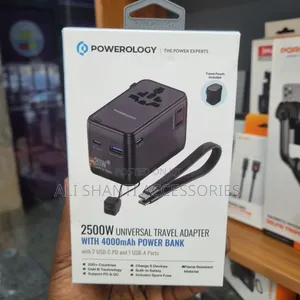 Powerology 2400w Universal Travel Adapter With 4000mah Power Banker