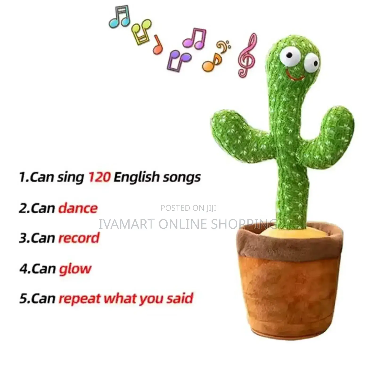 Talking /Dancing Cactus Toy for Kids - Rechargeable
