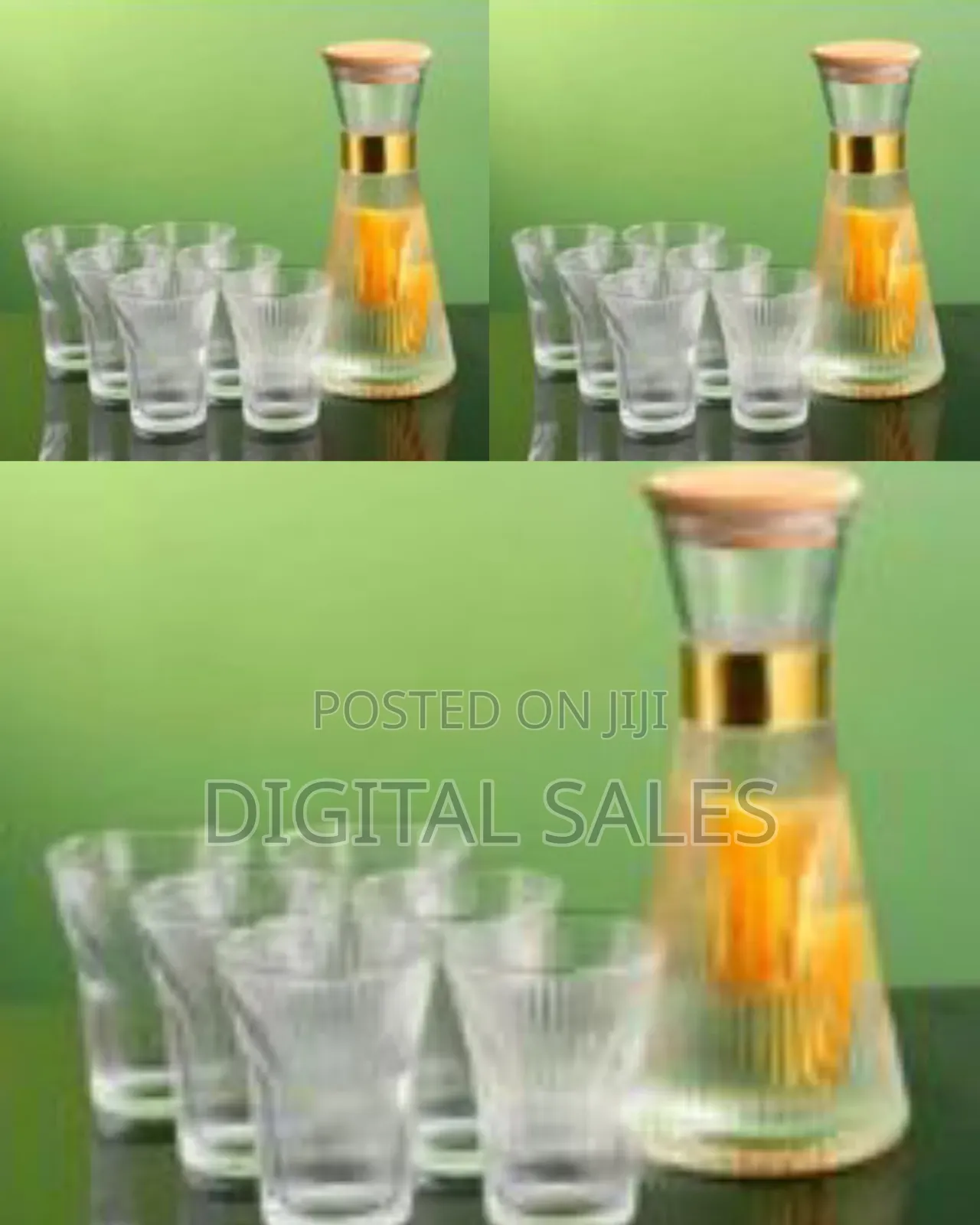 Elegant Fluted Glass Carafe and Tumbler Set With Bamboo Lid (7-Piece)