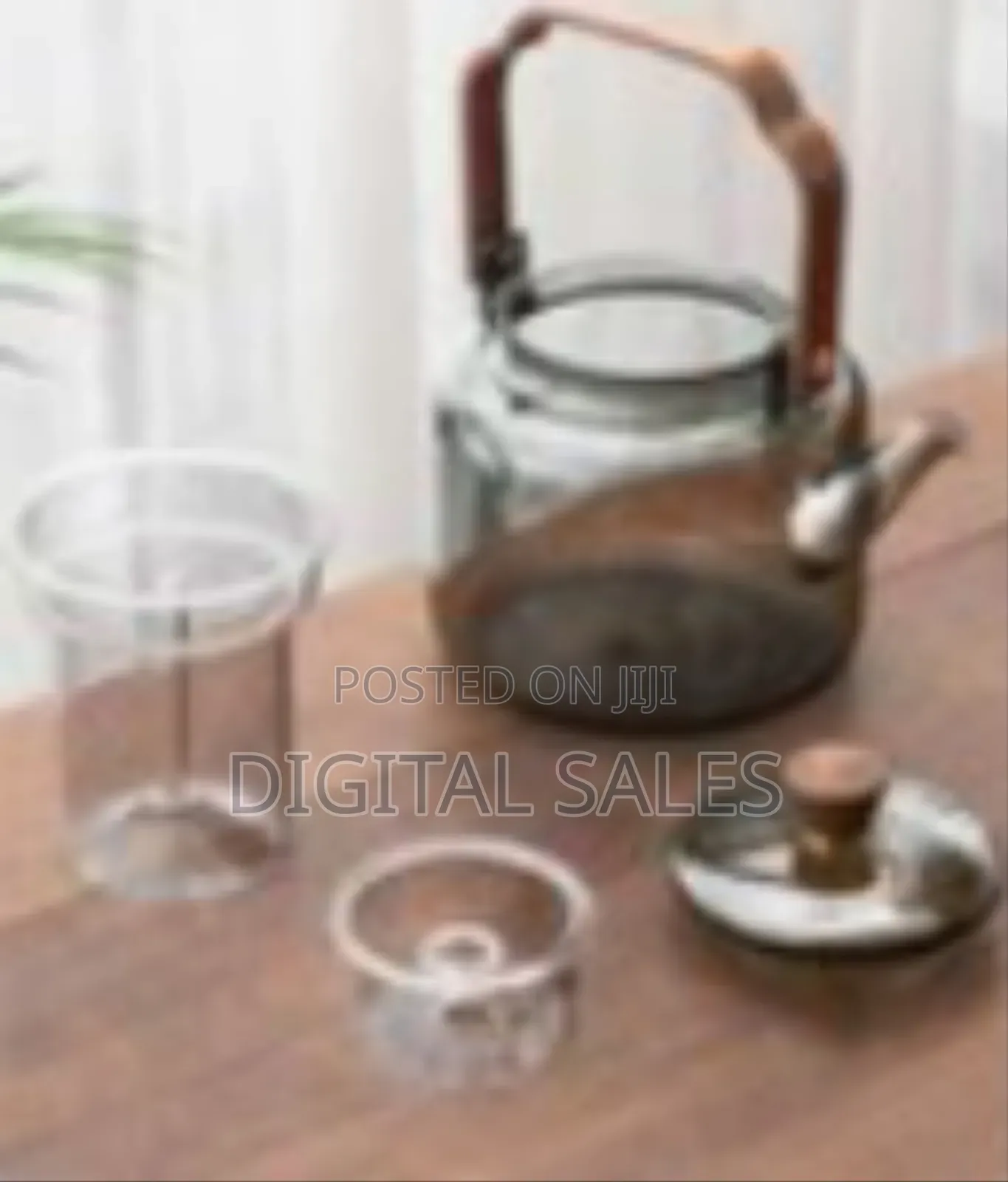 Elegant Glass Teapot With Infuser and Wooden Electric Warmer Base
