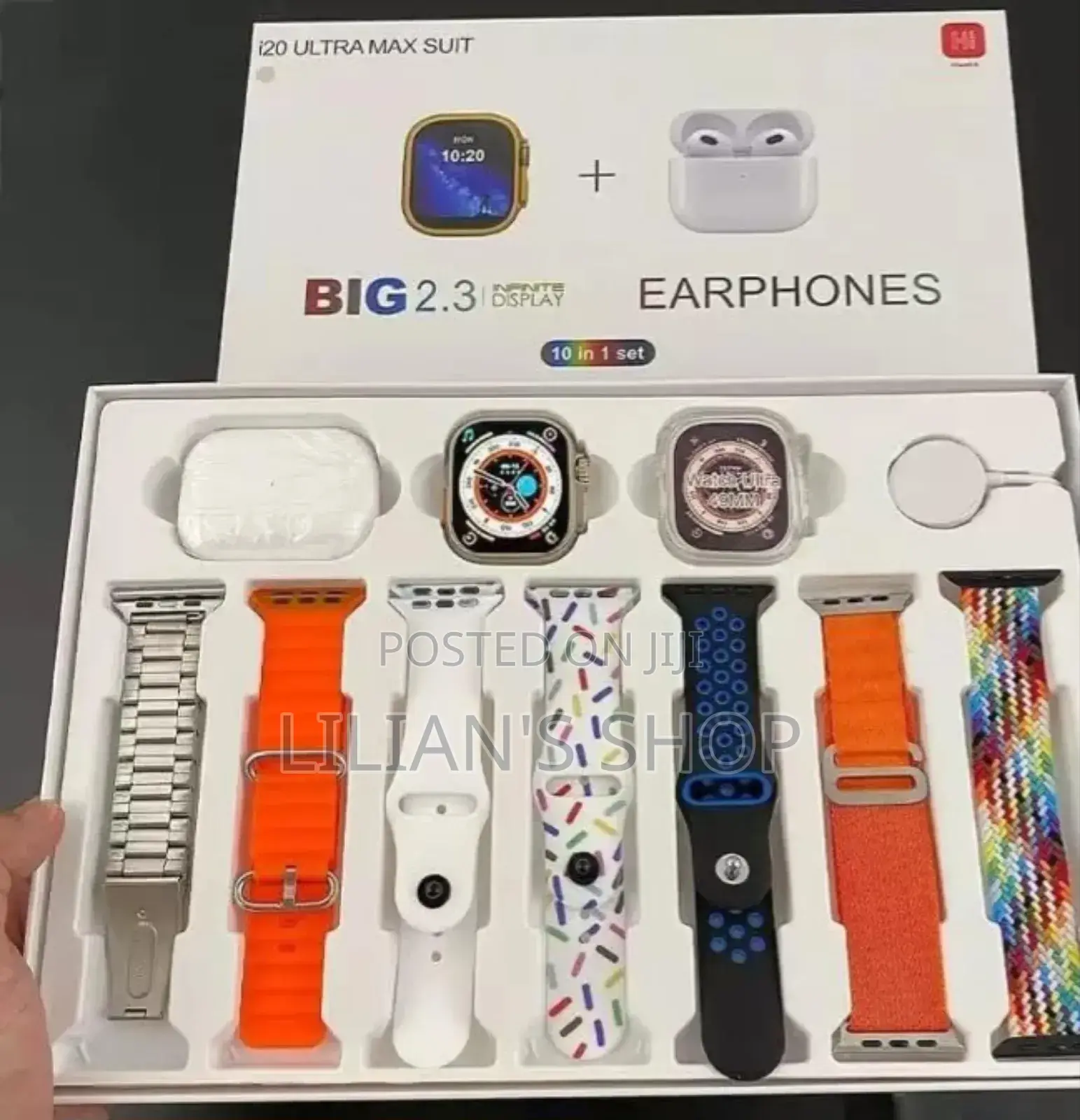 I20 Ultra Max Suit 10-in-1 Smartwatch and Earphone Set.