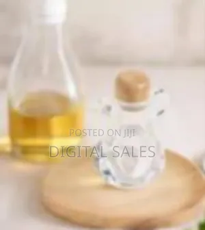 Elegant Glass Cruet / Serving Pitcher With Wooden Stopper