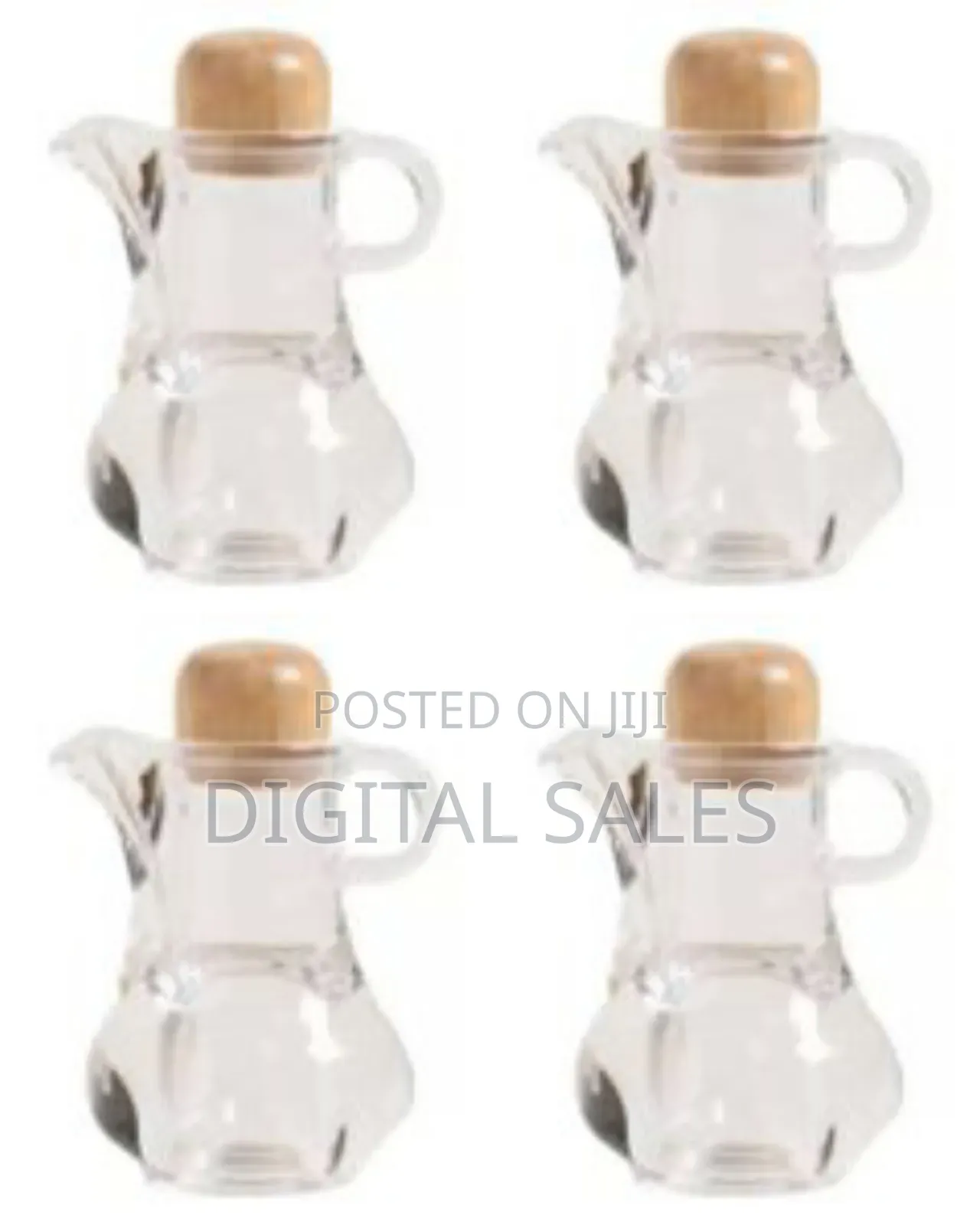 Elegant Glass Cruet / Serving Pitcher With Wooden Stopper