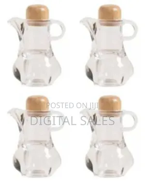 Elegant Glass Cruet / Serving Pitcher With Wooden Stopper