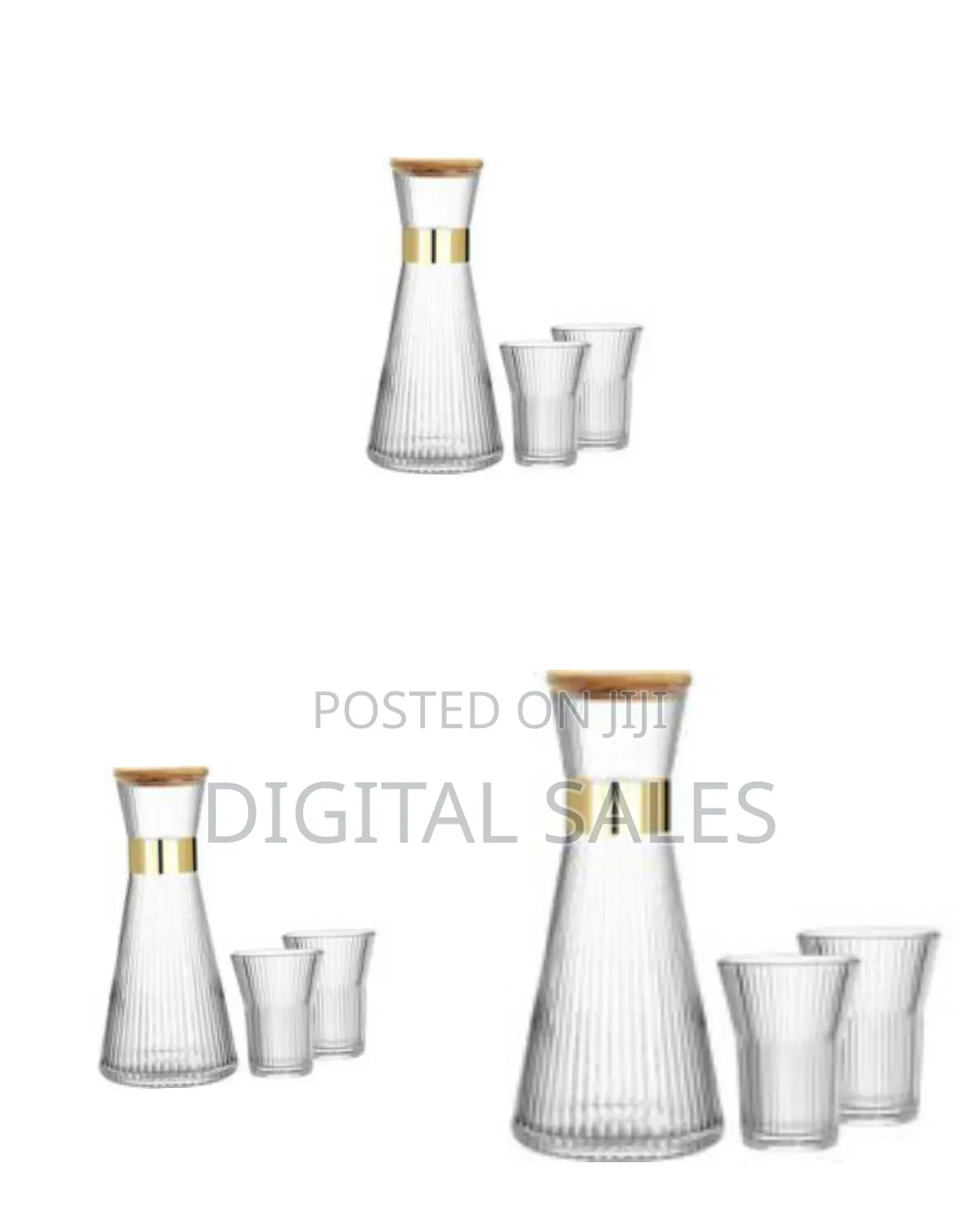 Fluted Bedside Decanter Set With Glasses