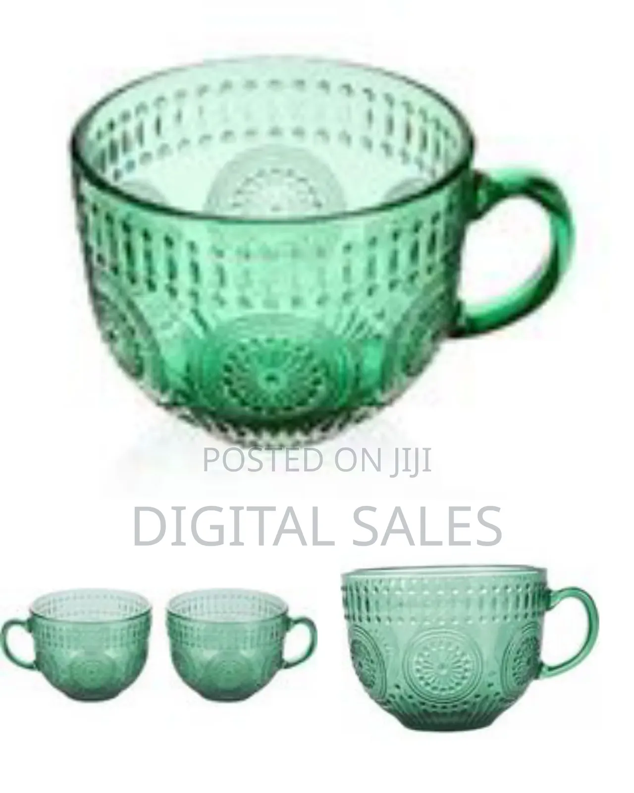 Vintage-Style Embossed Glass Soup or Jumbo Mug Set