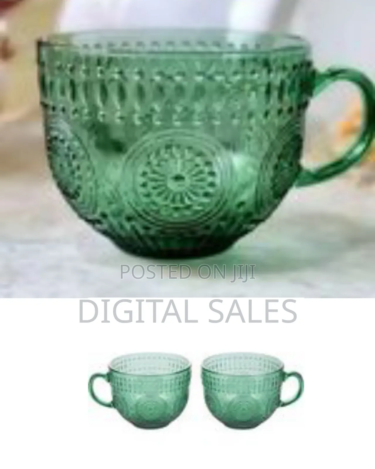 Vintage-Style Embossed Glass Soup or Jumbo Mug Set