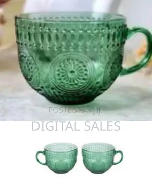 Vintage-Style Embossed Glass Soup or Jumbo Mug Set