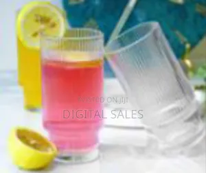 Elegant Ribbed Glass Highball Tumblers (Set of 12) - Transparent