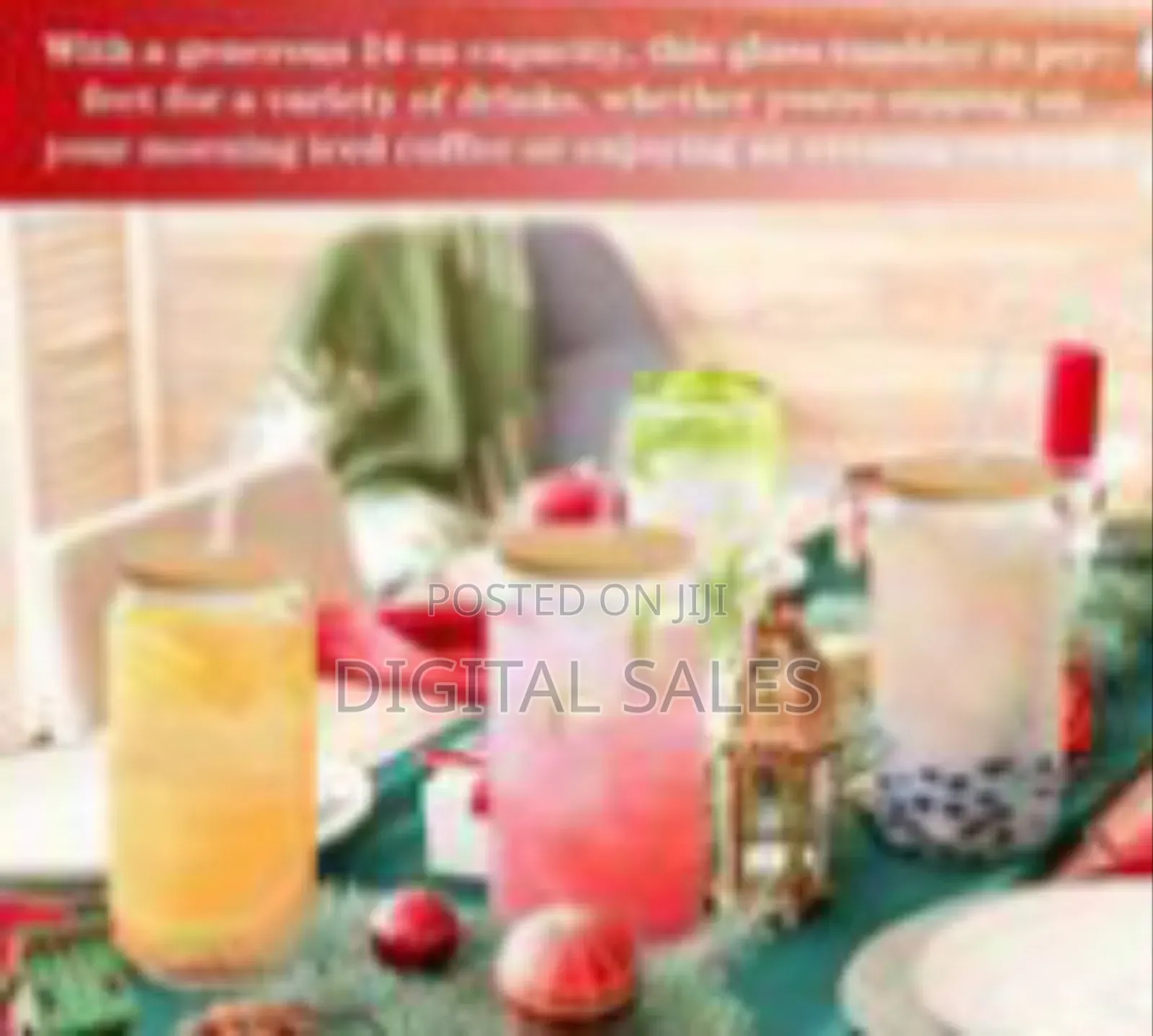 Set of 6 Clearcan-Shaped Drinking Glasses With Bamboo Lids Straws