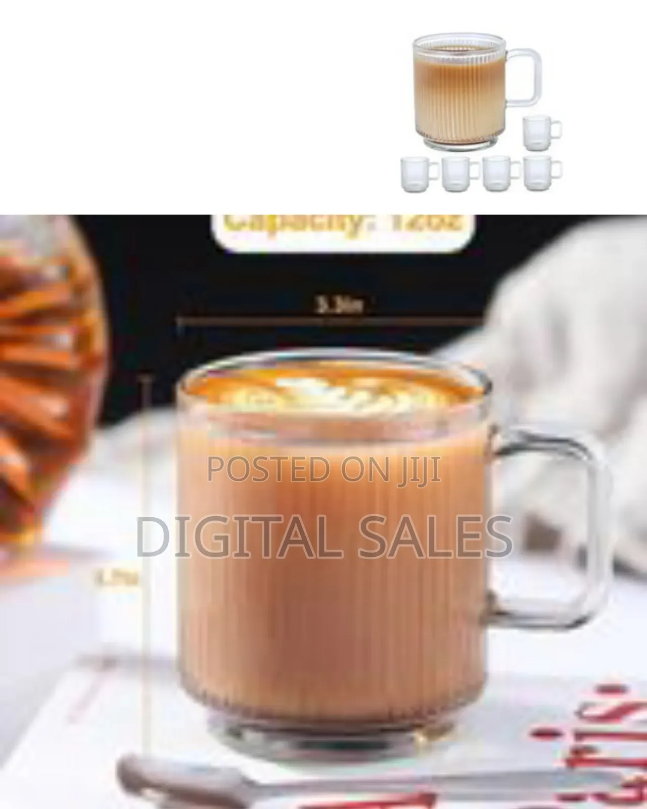 Set of 6 Glass Coffee Mugs