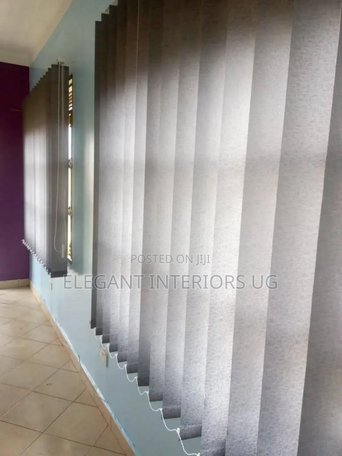 Light Grey Curtain Blinds for Office Windows