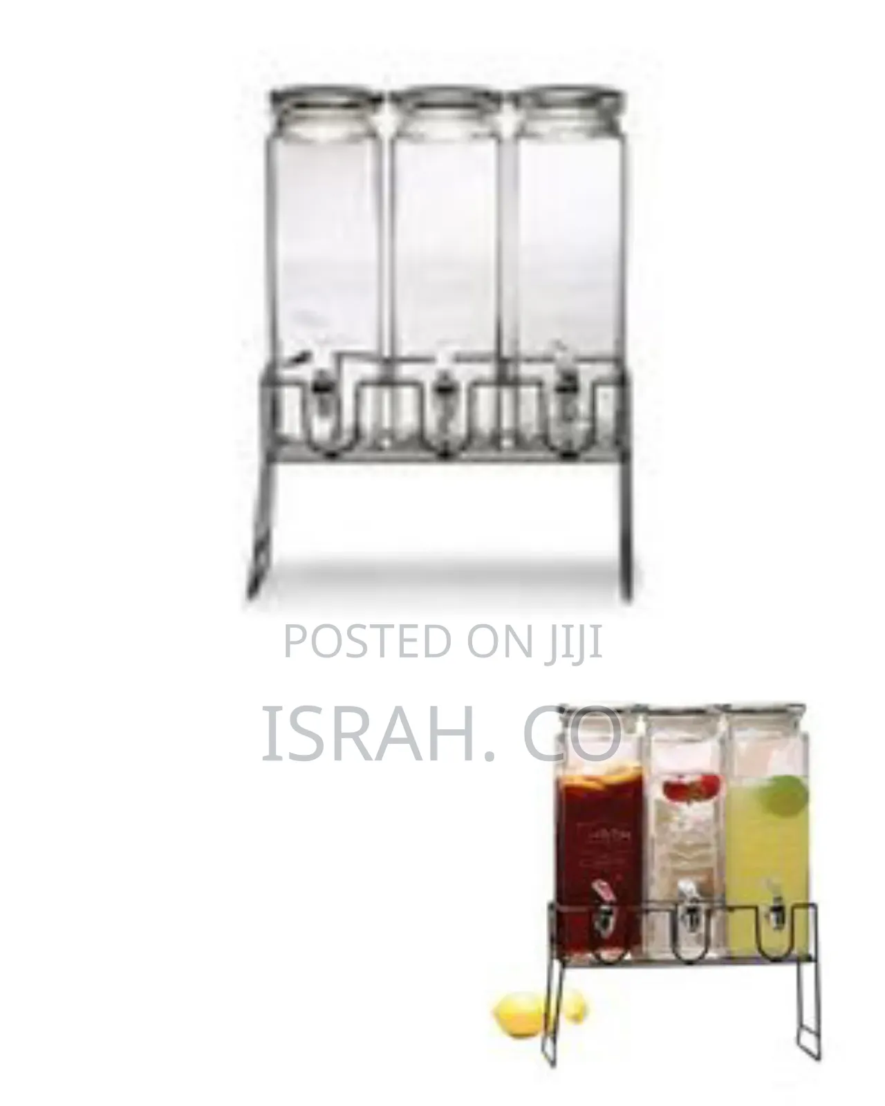 Triple Glass Beverage Dispenser Set With Metal Stand