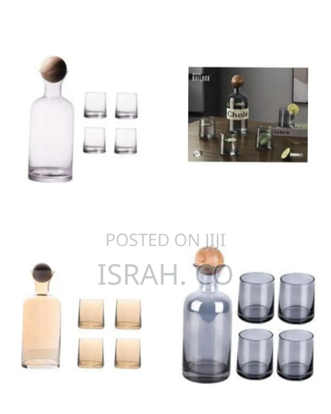 Modern 1.2l Glass Decanter and Tumbler Set (5-Piece) - Transparent