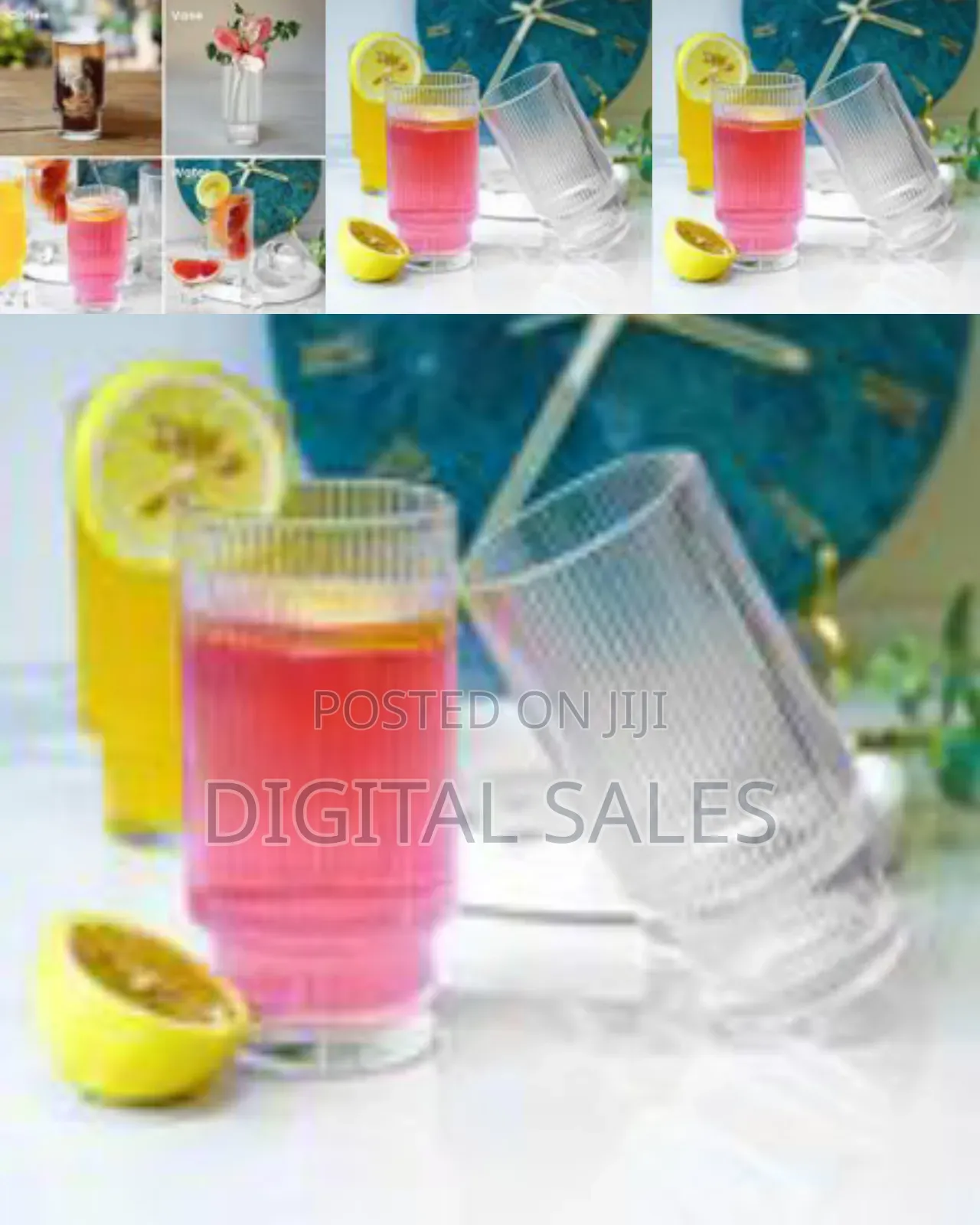 Elegant Ribbed Glass Highball Tumblers (Set of 12)