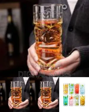 Set of 8 Tiki Highball Glasses / Cocktail Tumblers, 400ml - Clear